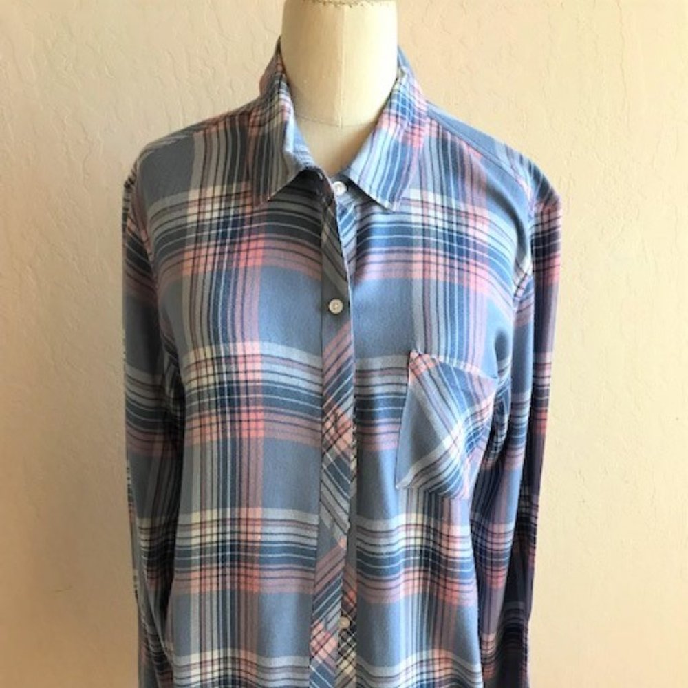 Rails Hunter Blue Lake Coral Shirt   Large  EUC